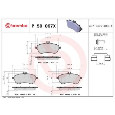 BREMBO Bremsklötze VA MERCEDES C,E-Klasse 07 XTRA LINE P 50 067X