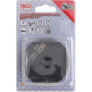 BGS Kraft-Steckschlüssel-Einsatz Sechskant / Zwölfkant | 12,5 mm (1/2"""") | für Ducati Radbefestigung | SW 30 / 55 mm | 6658