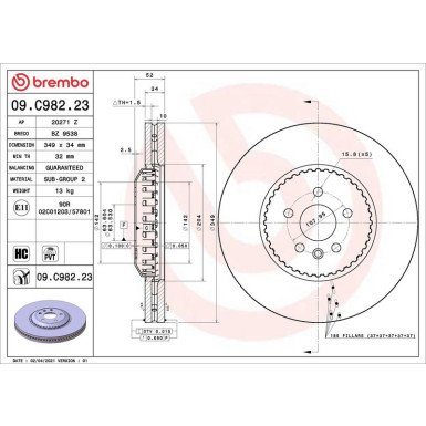 Bremsscheibe Lightweight VA | Land Rover | 09.C982.23