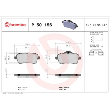 BREMBO Bremsklötze HA MERCEDES GLE, GLS 15-19 PRIME LINE P 50 156