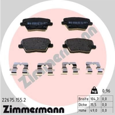 ZIMMERMANN Bremsbelagsatz, Scheibenbremse | 22675.155.2