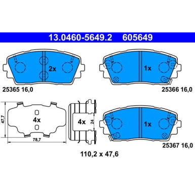 Bremsbelagsatz Kia P. Picanto 1.0-1.2 11 | 13.0460-5649.2