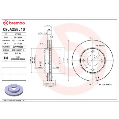 80 481 016 Bremsscheibe VA | HYUNDAI Sonata,Coupe 98 | 09.A258.10