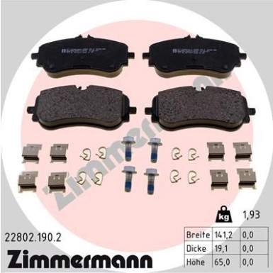 ZIMMERMANN Bremsbelagsatz, Scheibenbremse | 22802.190.2