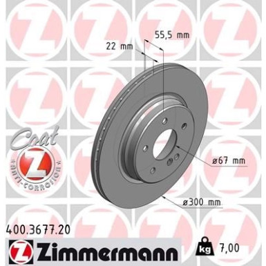 ZIMMERMANN Bremsscheibe 400.3677.20 Coat Z