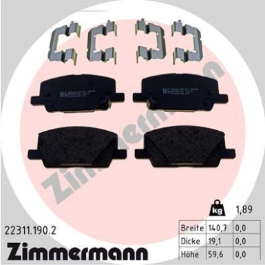 ZIMMERMANN Bremsbelagsatz, Scheibenbremse | 22311.190.2