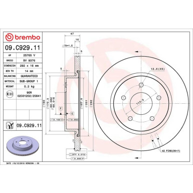 Bremsscheibe HA | NISSAN RENAULT | 09.C929.11
