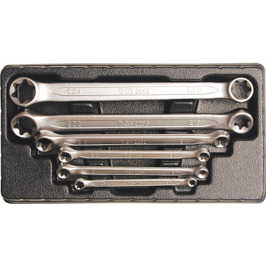 BGS Doppel-Ringschlüssel-Satz mit E-Profil-RiNGK | öpfen | SW E6 x E8 - E20 x E24 | 6-tlg | 2268