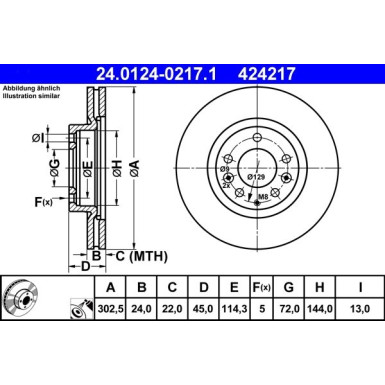 ATE Bremsscheibe | 24.0124-0217.1