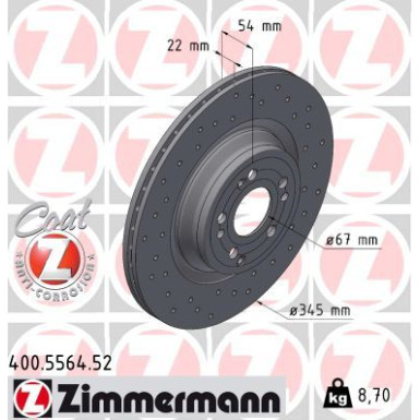 ZIMMERMANN Bremsscheibe | 400.5564.52