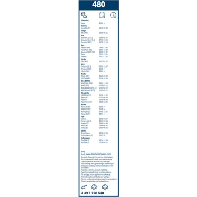 480 BOSCH | Wischerblatt | TWIN-Standard | 3397118540