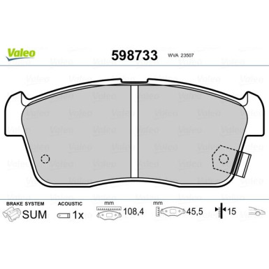 VALEO Bremsbeläge 598733