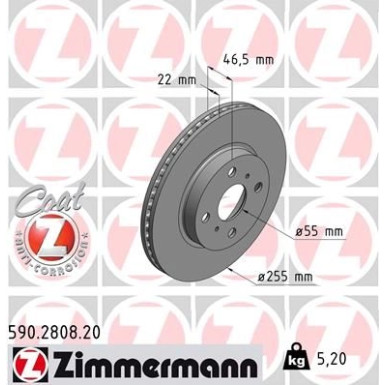 ZIMMERMANN Bremsscheibe | 590.2808.20