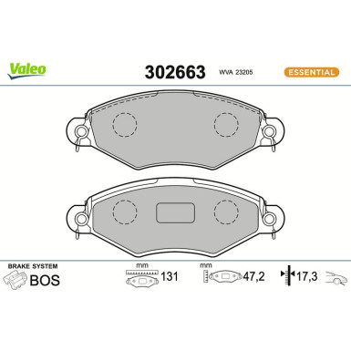 VALEO Bremsbeläge 302663