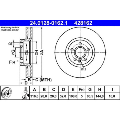 Bremsscheibe Volvo P. S60/S80/V60/V70/Xc70 06 | 24.0128-0162.1