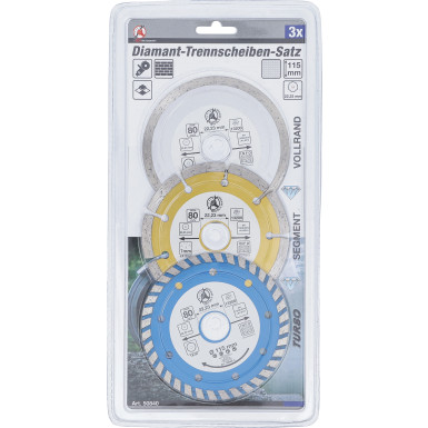 BGS Diamant-Trennscheiben-Satz Bohrungs-Ø 20 mm Ø 115 mm 3-tlg BGS Do it yourself 50840