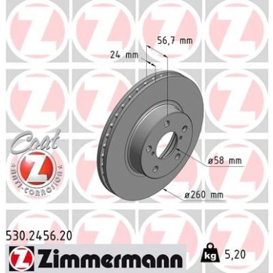 ZIMMERMANN Bremsscheibe | 530.2456.20