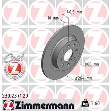 ZIMMERMANN Bremsscheibe 230.2371.20 Coat Z