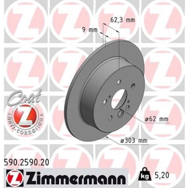 ZIMMERMANN Bremsscheibe | 590.2590.20