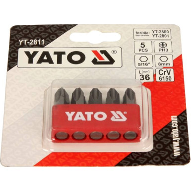 YT-2811 Schraubendreher-Bit Ph3 5-Tlg. 5/16 YT-2811 Schraubendreher-Bit Ph3 5-Tlg. 5/16