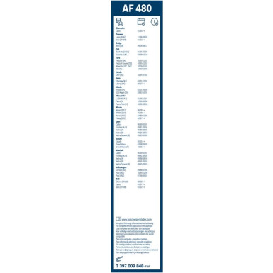 AF480 BOSCH | Aerofit | Fiesta IV,V, Vectra B, Polo 6N | 3397009848