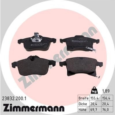 ZIMMERMANN Bremsbelagsatz, Scheibenbremse | 23832.200.1
