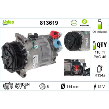 Kompressor, Klimaanlage VALEO RE-GEN AT 813619