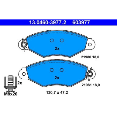 Bremsbelagsatz Nissan P. Kubistar 1.2-1.6 16V 03-09 | 13.0460-3977.2