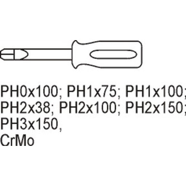 YT-5536 Schraubendreher Philips 7-Tlg. In Schubladeneinlage