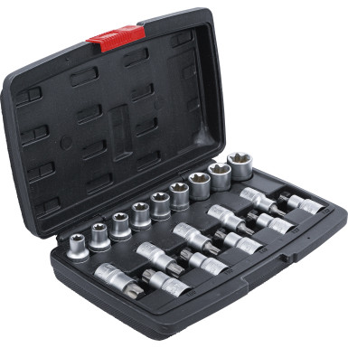 BGS Bit-Einsatz-/Steckschlüssel-Satz Antrieb Innensechskant 12,5 mm (1/2 ) T-Profil (für Torx)/E-Profil 19-tlg BGS Do it yourself 95100