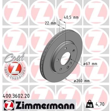 ZIMMERMANN Bremsscheibe | 400.3602.20