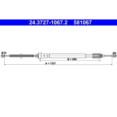 ATE Handbremsseil Seilzug Festellbremse 24.3727-1067.2 ATE Handbremsseil Seilzug Festellbremse 24.3727-1067.2