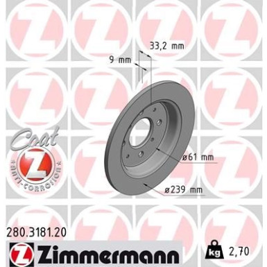 ZIMMERMANN Bremsscheibe | 280.3181.20