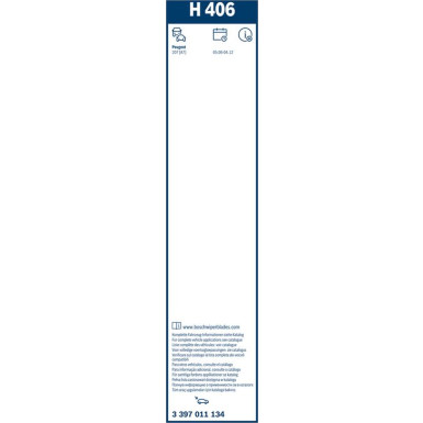 BOSCH | Wischerblatt H406 | PEUGEOT 207 06 | 3397011134