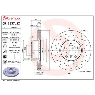 Bremsscheibe VA Xtra | BMW 1er, 2er 11 | 09.B337.2X
