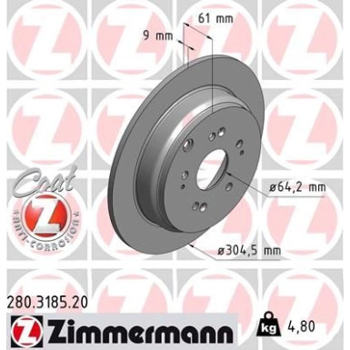 ZIMMERMANN Bremsscheibe 280.3185.20 Coat Z
