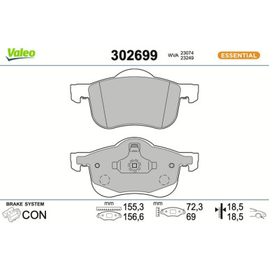 VALEO Bremsbeläge 302699