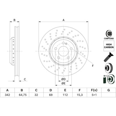 Bremsscheibe MERCEDES S-Klasse 13 0 986 479 G35