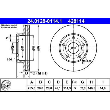 ATE Bremsscheibe | 24.0128-0114.1