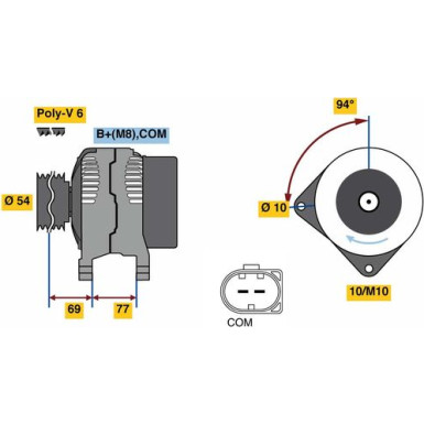 Lichtmaschine | BMW 5,7 Serie | 0 986 080 350