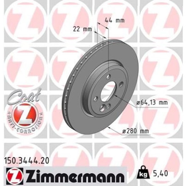 ZIMMERMANN Bremsscheibe 150.3444.20 Coat Z