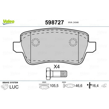 VALEO Bremsbeläge 598727