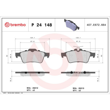 BREMBO Bremsklötze Xtra HA | FORD C-Max, Focus VOLVO V40 06 | P 24 148X