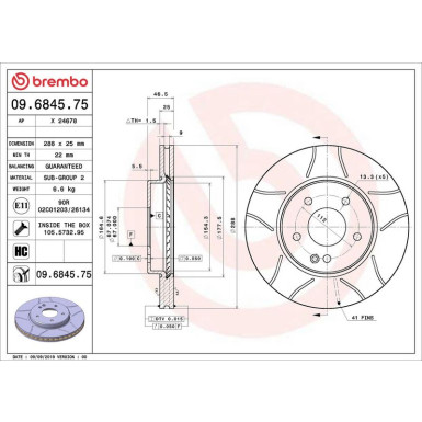 BREMBO Bremsscheibe 09.6845.75 XTRA LINE - Max