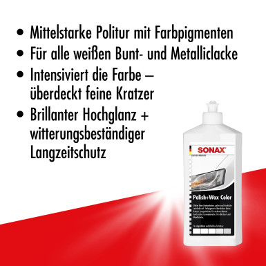 SONAX | Polish&Wax Color weiß 500ml NanoPro | 02960000