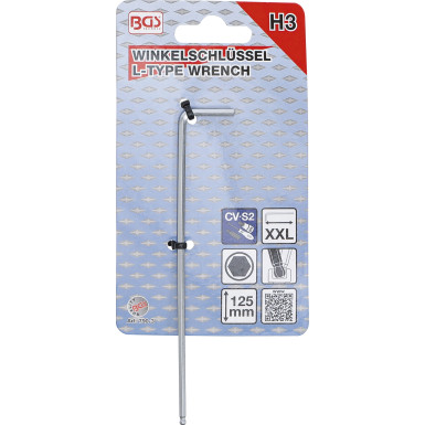 BGS Winkelschlüssel | extra lang | Innensechskant/Innensechskant mit Kugelkopf 3 mm | 790-3 BGS Winkelschlüssel | extra lang | Innensechskant/Innensechskant mit Kugelkopf 3 mm | 790-3