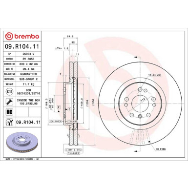 15 481 064 Bremsscheibe VA | MERCEDES W164,W251 05 | 09.R104.11