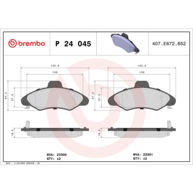 BREMBO Bremsklötze VA | FORD Escort 95-02 | P 24 045