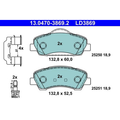 Bremsbelagsatz, Scheibenbremse | 13.0470-3869.2 Bremsbelagsatz, Scheibenbremse | 13.0470-3869.2