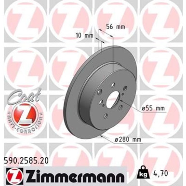 ZIMMERMANN Bremsscheibe 590.2585.20 Coat Z